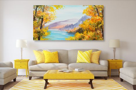 OBRAZ OLEJOMALBA HORSKÉHO JEZERA - OBRAZY PŘÍRODY A KRAJINY - OBRAZY