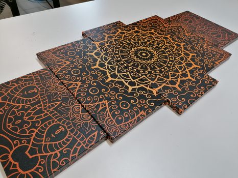 5-DIELNY OBRAZ VINTAGE MANDALA V INDICKOM ŠTÝLE - OBRAZY FENG SHUI - OBRAZY