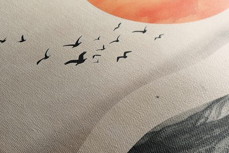 TABLOU PEISAJ JAPANDI CU LUNĂ PORTOCALIE - JAPANDI TABLOURI - TABLOURI