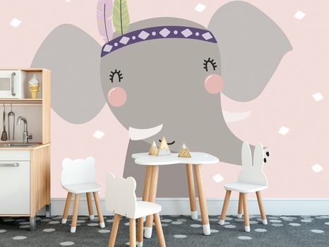 TAPETA SLŮNĚ S INDIÁNSKÝMI PEŘÍČKY - DĚTSKÉ TAPETY - TAPETY