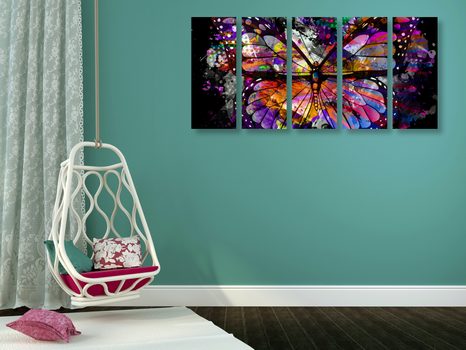 5-RÉSZES KÉP BÚMULATOS LEPKE - POP ART KÉPEK - KÉPEK