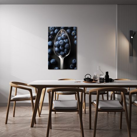 OBRAZ ČERSTVÉ BORŮVKY A LŽÍCE - OBRAZY JÍDLA A NÁPOJE - OBRAZY