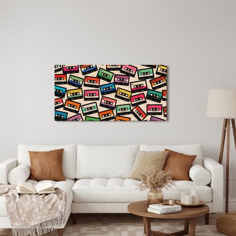 WANDBILD FARBIGE KASSETTEN NOSTALGIE - MUSIKBILDER - BILDER
