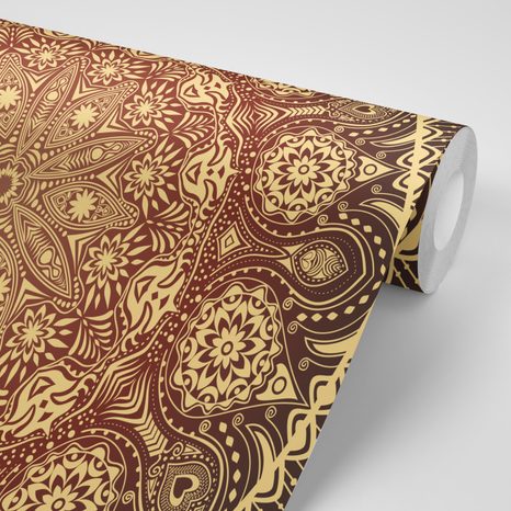 CARTA DA PARATI AUTOADESIVA – MANDALA DECORATIVA CON PIZZO IN BORDEAUX - CARTA DA PARATI AUTOADESIVE - CARTA DA PARATI