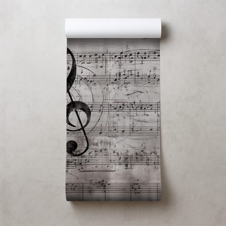 FOTOTAPETE MUSIKNOTEN AUF VINTAGE-HINTERGRUND - MUSIK FOTOTAPETEN - TAPETEN