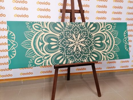 WANDBILD MANDALA AUF TÜRKISFARBENEM HINTERGRUND - BILDER MIT FENG SHUI-MOTIVEN - BILDER