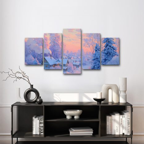 5-DÍLNÝ OBRAZ ZIMNÍ POHÁDKA V HORÁCH - VÁNOČNÍ A ZIMNÍ OBRAZY - PICTURES