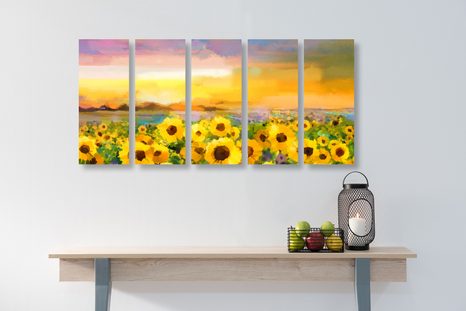 5-RÉSZES KÉP NAPRAFORGÓ MEZŐ - NAPRAFORGÓS KÉPEK - KÉPEK