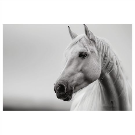 WANDBILD WEISSES PFERD IM NEBEL - BILDER VON PFERDEN - BILDER