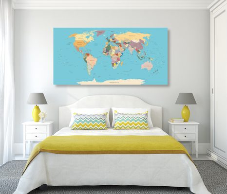 WANDBILD WELTKARTE MIT BESCHRIFTUNG - WELTKARTEN ALS BILDER - BILDER