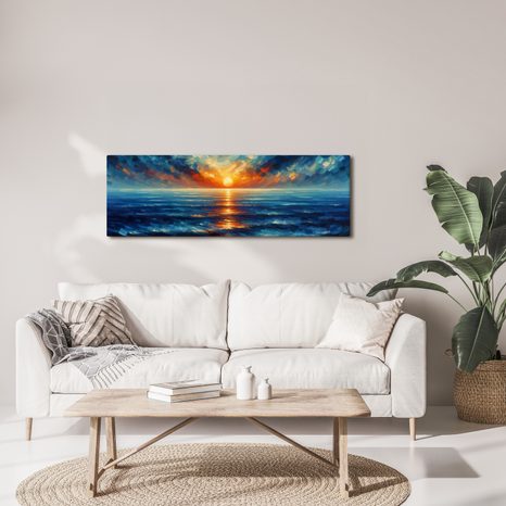OBRAZ DRAMATICKÁ OBLOHA A VLNY - OBRAZY VÝCHOD A ZÁPAD SLUNCE - OBRAZY