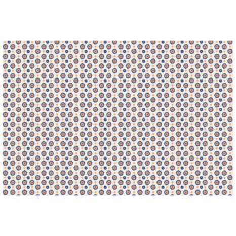 SAMOLEPÍCÍ TAPETA ORANŽOVO-MODRÉ KVĚTINOVÉ KRUHY - VZOROVANÉ TAPETY - TAPETY