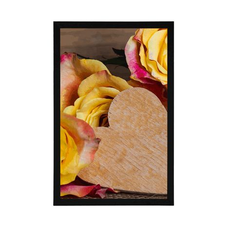 POSTER GELBE ROSEN ZUM VALENTINSTAG - BLUMEN - POSTER