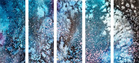 TABLOU 5-PIESE ABSTRACȚIE DIN ACUARELĂ - TABLOURI ABSTRACTE - TABLOURI