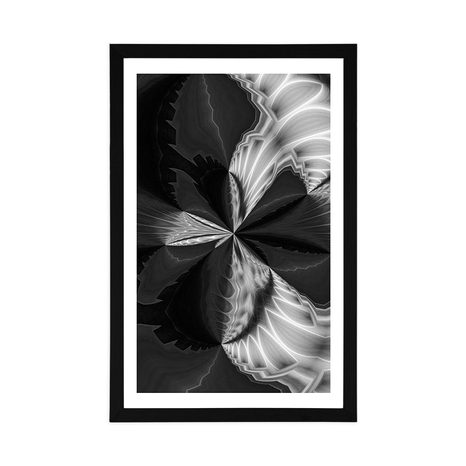 POSTER CU PASSEPARTOUT ABSTRACȚIE ARTISTICĂ ÎN DESIGN ALB-NEGRU - ALB-NEGRU - POSTERE