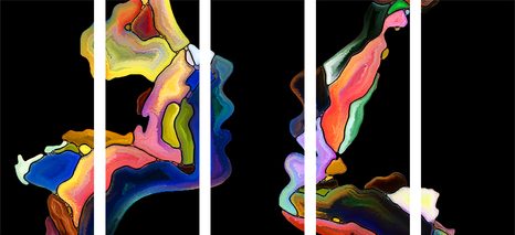 5-TEILIGES WANDBILD ABSTRAKTE GESICHTER VON MENSCHEN - ABSTRAKTE BILDER - BILDER