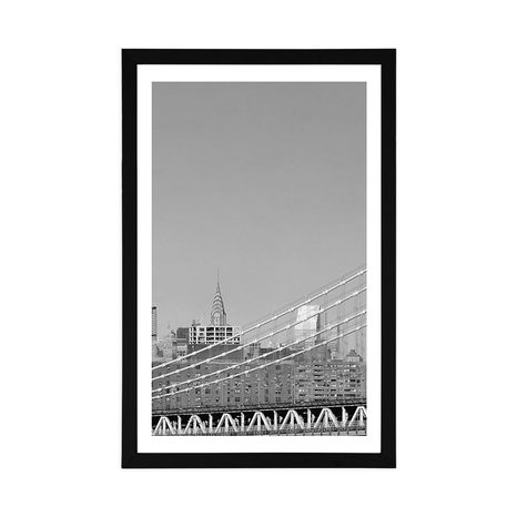 POSTER WITH MOUNT SKYSCRAPERS IN NEW YORK CITY IN BLACK AND WHITE - BLACK AND WHITE - POSTERS