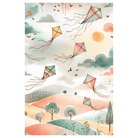 OBRAZ PASTELOVÁ KRAJINA S DRAKY NA OBLOZE - DĚTSKÉ OBRAZY - OBRAZY