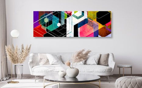 QUADRO SU TELA – ORNAMENTO GEOMETRICO MULTICOLORE - QUADRI POP ART - STAMPE E QUADRI