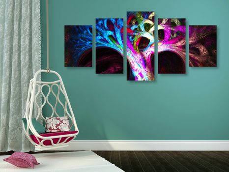 5-DELNA SLIKA SKRIVNOSTNO ABSTRAKTNO DREVO - ABSTRAKTNE SLIKE - SLIKE