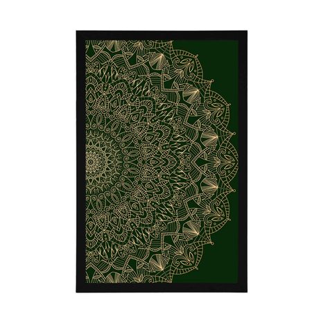 PLAGÁT DETAILNÁ OZDOBNÁ MANDALA V ZELENEJ FARBE - FENG SHUI - PLAGÁTY