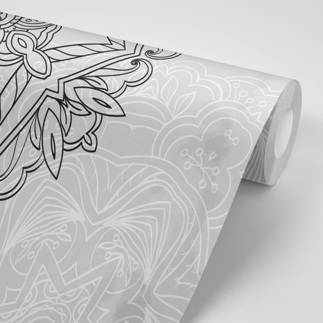 SAMOLEPÍCÍ TAPETA MANDALA V ČERNOBÍLÉM PROVEDENÍ - SAMOLEPÍCÍ TAPETY - TAPETY