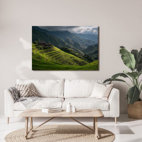 WANDBILD GRÜNE REISTERRASSEN - WANDBILDER FELDER UND WIESEN - BILDER