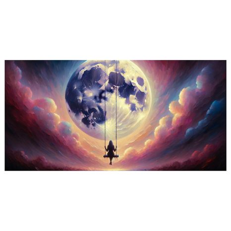 OBRAZ HOUPAČKA MEZI OBLAKY A MĚSÍCEM - OBRAZY MĚSÍC - OBRAZY