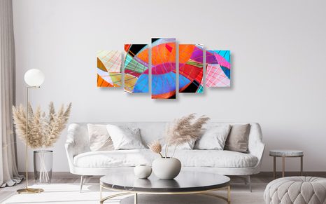 5-TEILIGES WANDBILD MEHRFARBIGE ABSTRAKTION - ABSTRAKTE BILDER - BILDER