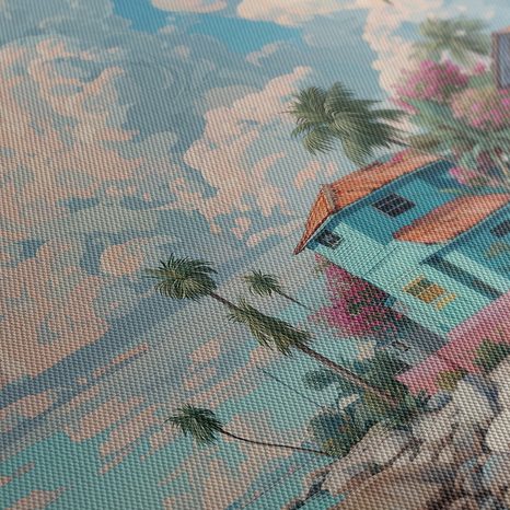 OBRAZ KARIBSKÁ IDYLA S PALMAMI - BAREVNÉ DOMY - OBRAZY