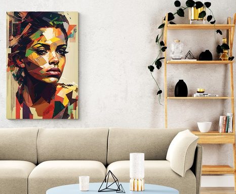 WANDBILD SCHÖNHEIT EINER FRAU IM PATCHWORK-DESIGN - WANDBILDER FRAUEN - BILDER