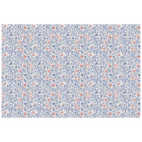 TAPETE BLAUE UND ROSA BLUMENÄSTE - GEMUSTERTE TAPETEN - TAPETEN