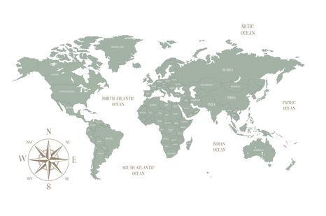 SAMOLEPÍCÍ TAPETA DECENTNÍ MAPA V ZELENÉM PROVEDENÍ - SAMOLEPÍCÍ TAPETY - TAPETY