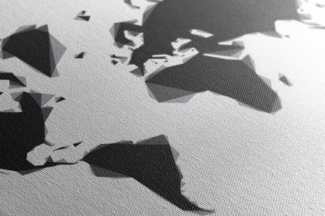 WANDBILD ABSTRAKTE WELTKARTE IN SCHWARZ-WEISS - WELTKARTEN ALS BILDER - BILDER