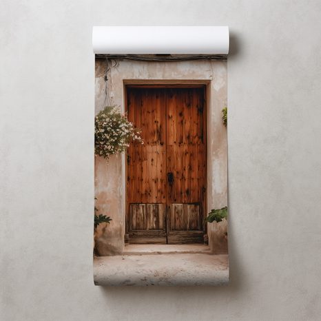 FOTOTAPETE RUSTIKALE MEDITERRANE FASSADE MIT BLUMEN - TAPETEN VON STÄDTEN - TAPETEN