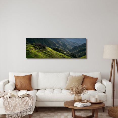 WANDBILD RUHIGES TAL IN DEN BERGEN - WANDBILDER FELDER UND WIESEN - BILDER