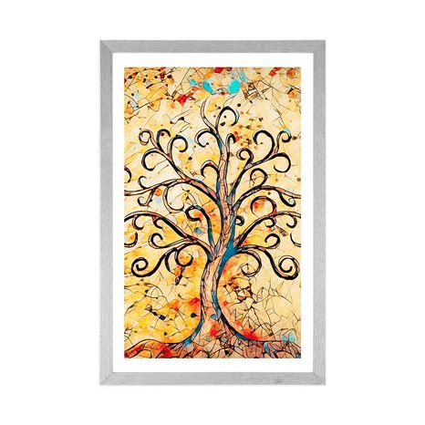 POSTER WITH MOUNT SYMBOL OF THE TREE OF LIFE - FENG SHUI - POSTERS