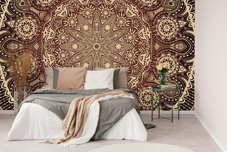 TAPÉTA DÍSZ MANDALA CSIPKÉVEL BORDÓ SZÍNBEN - FENG SHUI TAPÉTÁK - TAPÉTÁK