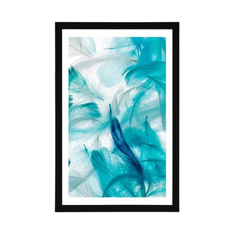 POSTER WITH MOUNT GREEN FEATHERS - STILL LIFE - POSTERS