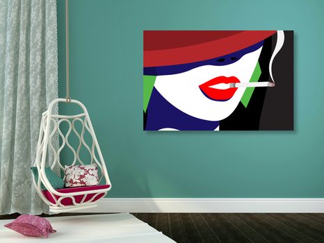 ΕΙΚΌΝΑ ΜΙΑΣ ΓΥΝΑΊΚΑΣ ΜΕ ΚΑΠΈΛΟ ΣΕ ΣΤΥΛ ΠΟΠ ΑΡΤ - ΠΊΝΑΚΕΣ ΠΟΠ ΑΡΤ - ΠΊΝΑΚΕΣ