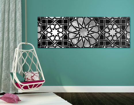 QUADRO SU TELA – MOSAICO ORIENTALE IN BIANCO E NERO - STAMPE E QUADRI - 🔥 SVENDITA TOTALE