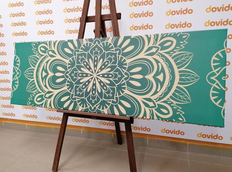 WANDBILD MANDALA AUF TÜRKISFARBENEM HINTERGRUND - BILDER MIT FENG SHUI-MOTIVEN - BILDER