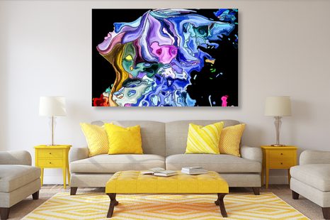 WANDBILD FARBIGE SILHOUETTE EINES FRAUENGESICHTS - ABSTRAKTE BILDER - BILDER