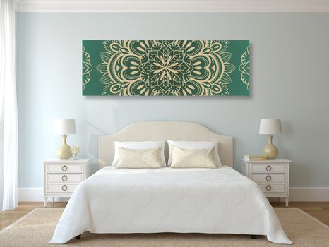 WANDBILD MANDALA AUF TÜRKISFARBENEM HINTERGRUND - BILDER MIT FENG SHUI-MOTIVEN - BILDER
