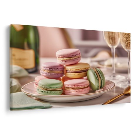 OBRAZ PASTELOVÉ MAKRONKY NA TALÍŘI - OBRAZY JÍDLA A NÁPOJE - OBRAZY