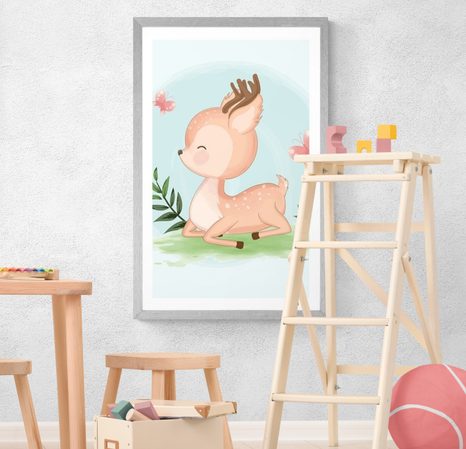 PLAKAT S PASPARTUJEM PRIKUPEN SRNJAČEK - ŽIVALI - PLAKATI