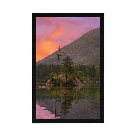 PLAKÁT ZÁPAD SLUNCE NAD HORSKOU KRAJINOU - PŘÍRODA - PLAKÁTY