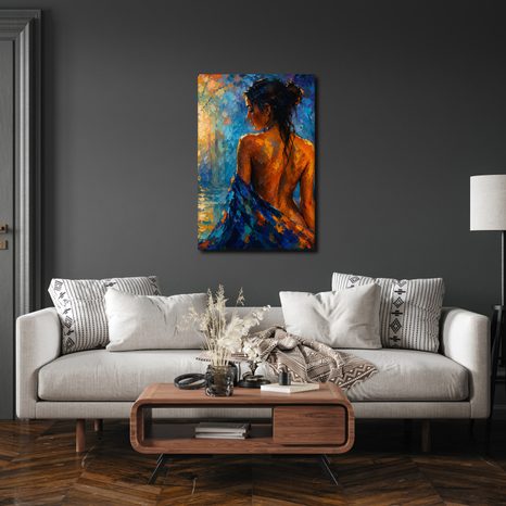 TABLEAU SUR TOILE – SILHOUETTE MYSTÉRIEUSE AU CRÉPUSCULE - TABLEAUX DE FEMMES - TABLEAUX