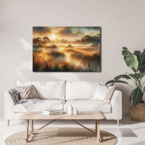 OBRAZ MLŽNÁ KRAJINA - OBRAZY VÝCHOD A ZÁPAD SLUNCE - OBRAZY