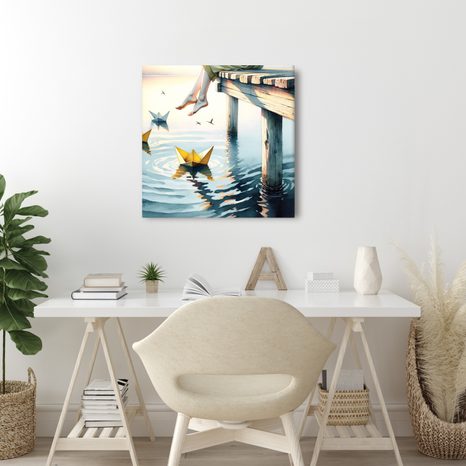 OBRAZ ODPOČINEK NA MOLU U JEZERA - OBRAZY MOŘE A PLÁŽ - OBRAZY